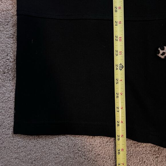 Vintage 80s Womens Knit Cardigan Black Cheetah Print Collar Mob Wife Punk Goth - Picture 6 of 9